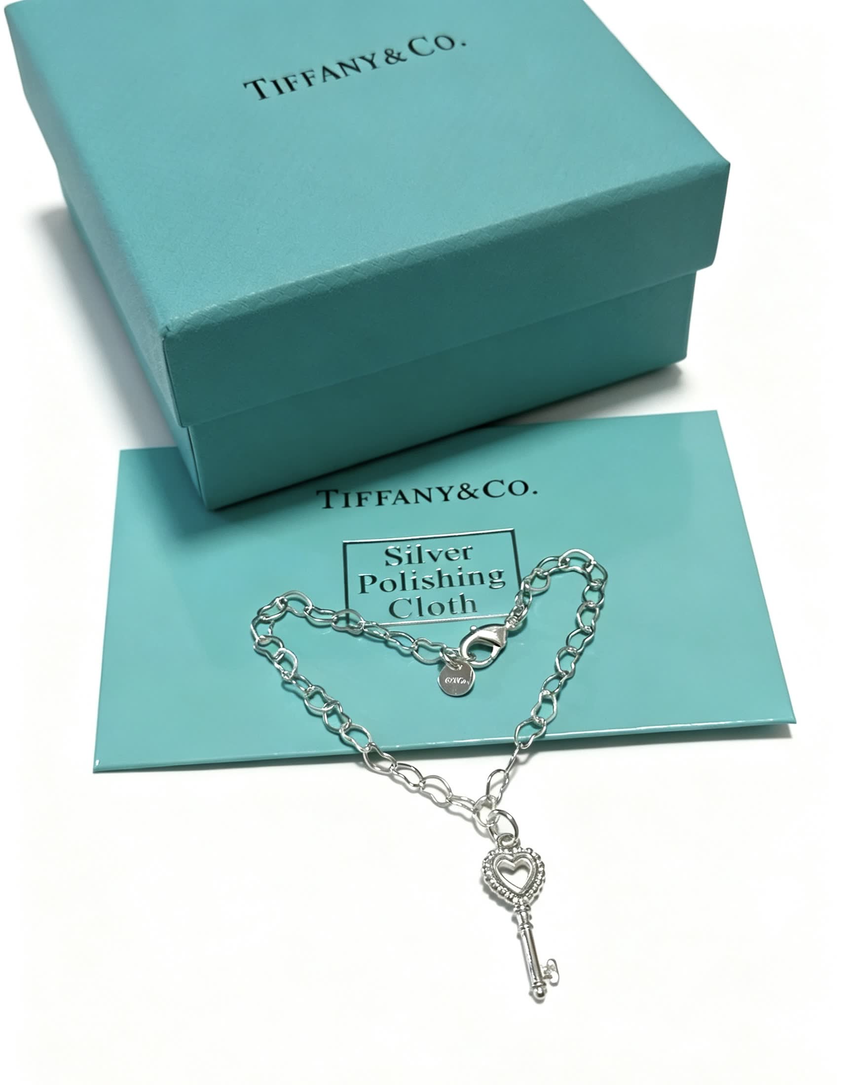 Tiffany & Co. Sterling Silver Heart Key Charm Bracelet